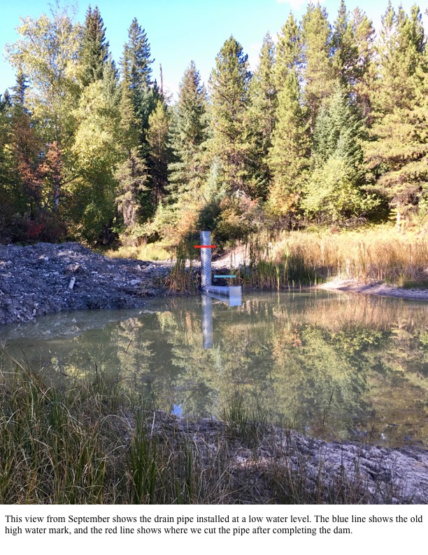 This view from September shows the drain pipe installed at a low water level. This view from September shows the drain pipe installed at a low water level.